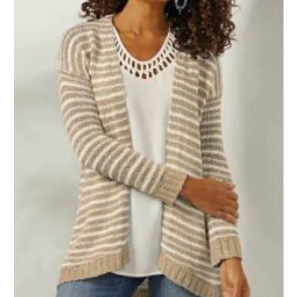 Soft Surroundings Lucie Open Front Knit Cardigan Size Large - Picture 9 of 9